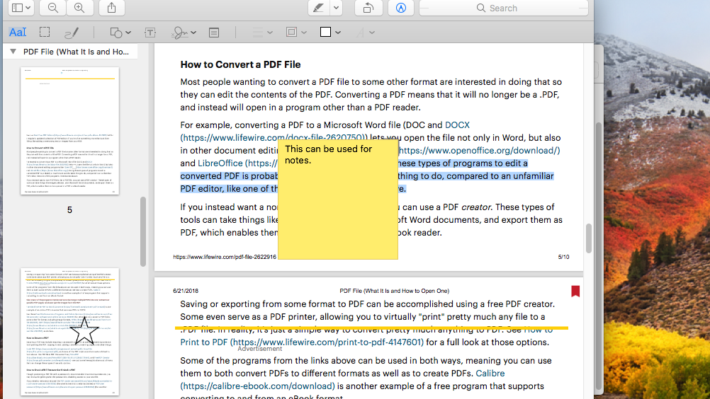 preview for mac underlining text when highlight text selected